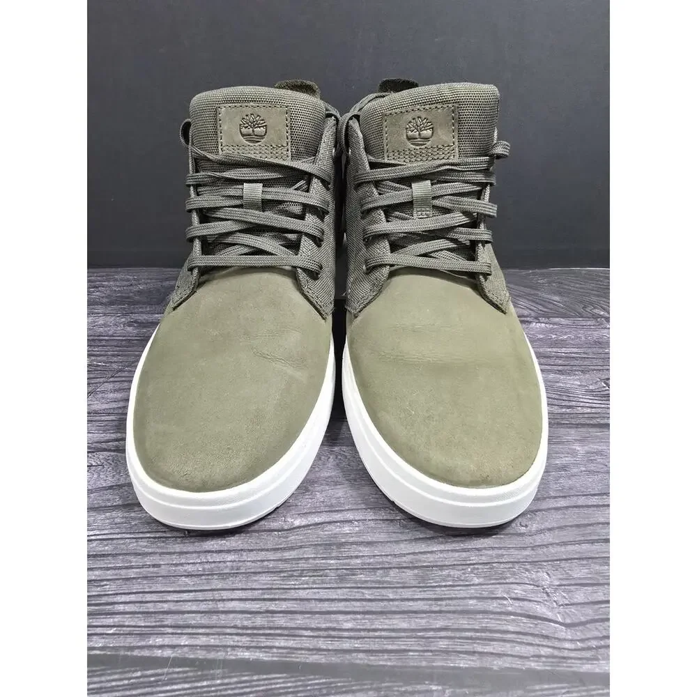 Timberland Davis Square Chukka Green Nubuck Canvas Mens Boots Size 10.5 A1Y9E